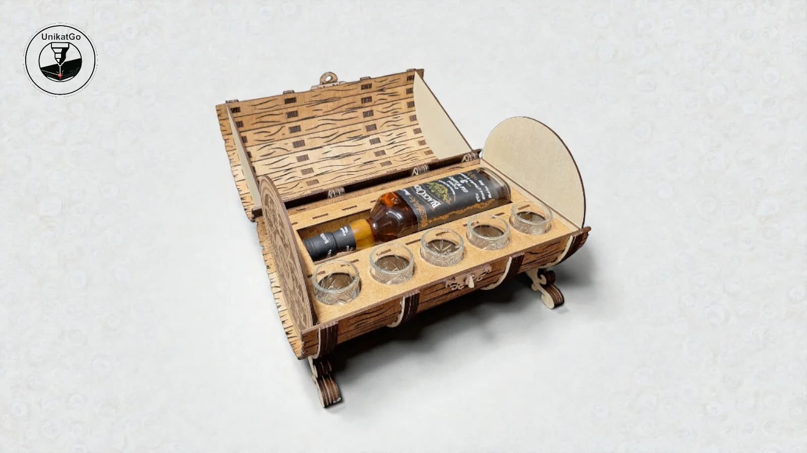 Leseni Sodček – Darilna Škatla za Steklenico & Kozarčke - UnikatGo unikat izdelek Leseni Sodček – Darilna Škatla za Steklenico & Kozarčke - UnikatGo - unikatna darila - unikatna darila, graviranje po meri, lasersko graviranje