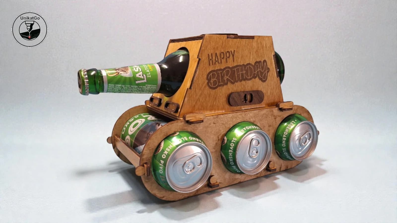 Leseni tank z pivom - UnikatGo unikat izdelek Leseni tank z pivom - UnikatGo - unikatna darila - unikatna darila, graviranje po meri, lasersko graviranje